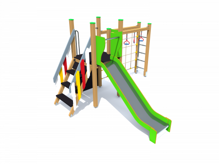 Echipamente locuri de joaca de EXTERIOR - BRL12 Clasic Echipament loc de joaca exterior parc din lemn cu Scara 3 Cataratoare si Tobogan