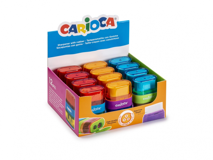 Ascuțitoare dublă cu rezervor și gumă de șters Carioca [1]