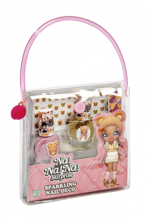 Mini set de manichiura pentru copii, oja roz si sclipici auriu Na!Na!Na! Surprise [2]