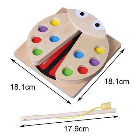 Joc magnetic din lemn 2 în 1 - pescuit buburuze şi sortator forme geometrice. [5]