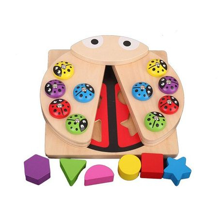 Joc magnetic din lemn 2 în 1 - pescuit buburuze şi sortator forme geometrice. [7]