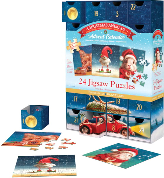 Calendar de Advent Animalutele si Craciunul, 24 puzzle-uri, 50 piese [2]