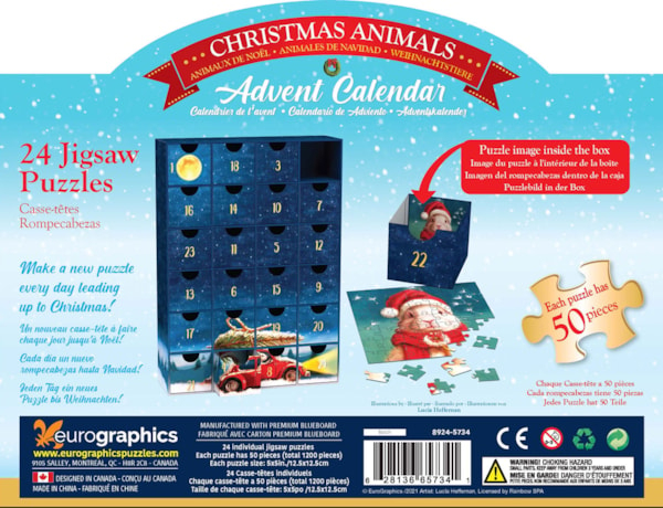 Calendar de Advent Animalutele si Craciunul, 24 puzzle-uri, 50 piese [3]