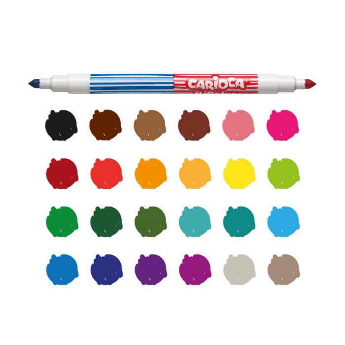 Carioca 2 capete Bi-Color 6buc / set cu capat dublu [4]