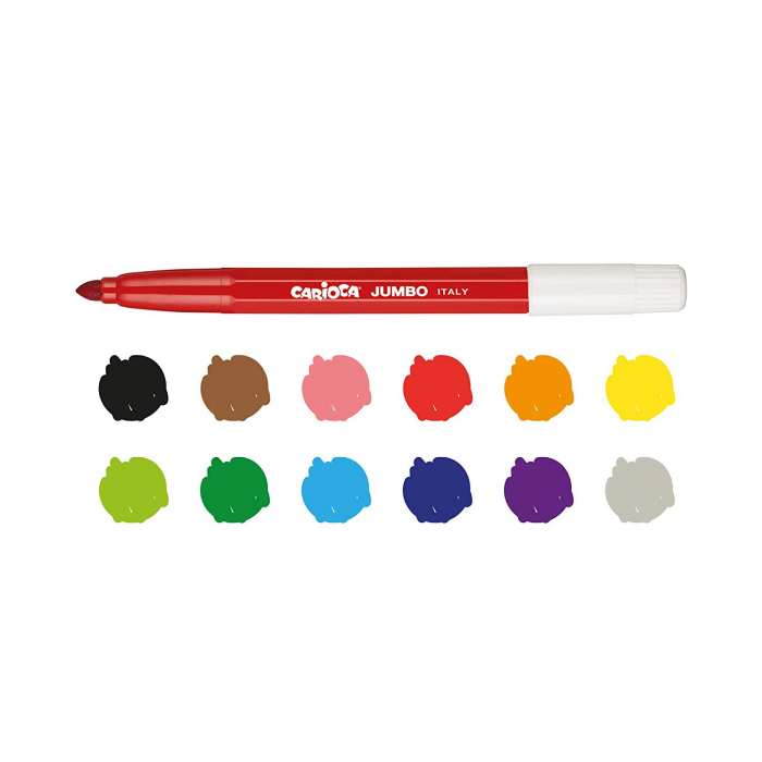 Carioci lavabile - 6 culori/set Carioca Jumbo cu varf rotund. [3]