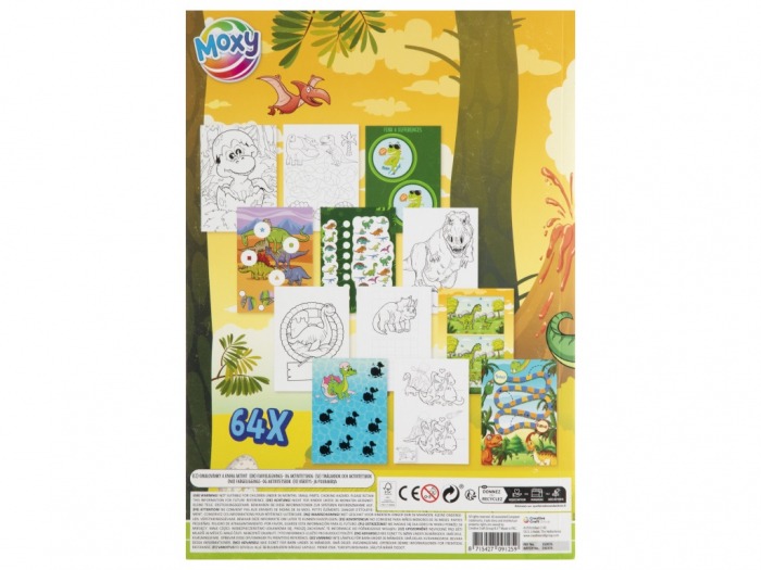 Carte cu activitati de colorat, dinozauri, A4, 64 pag, Moxy [2]
