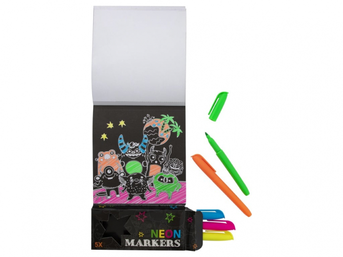 Carte de colorat cu 5 markere neon, spatiu [3]