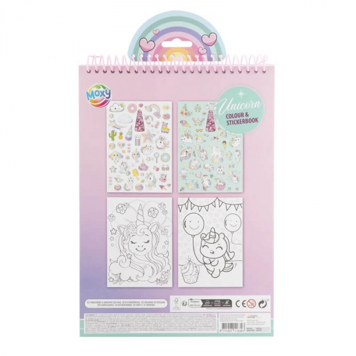 Carte de colorat cu abtibilduri si sclipici, model cu unicorn, A4, 16 pagini [2]