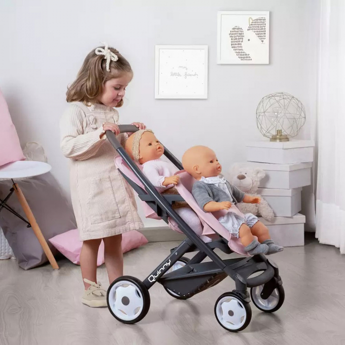 Carucior pentru papusi Smoby Maxi Cosy Quinny Twin roz [3]