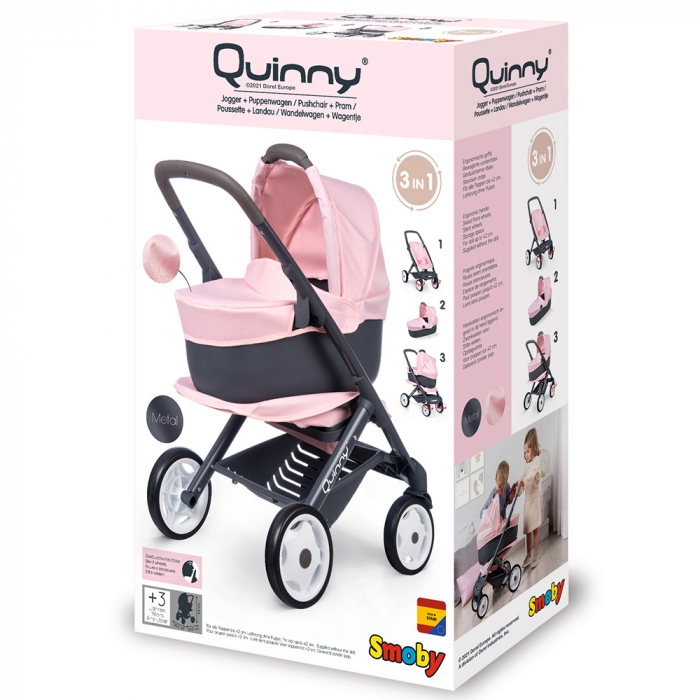 Carucior pentru papusi Smoby Quinny Combi 3 in 1 pink [5]