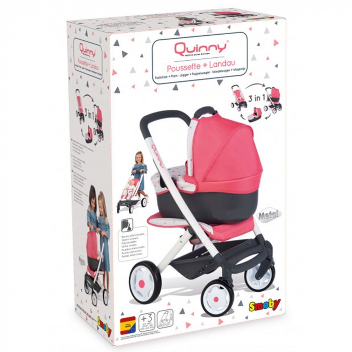 Carucior pentru papusi Smoby Quinny Combi 3 in 1 roz [7]