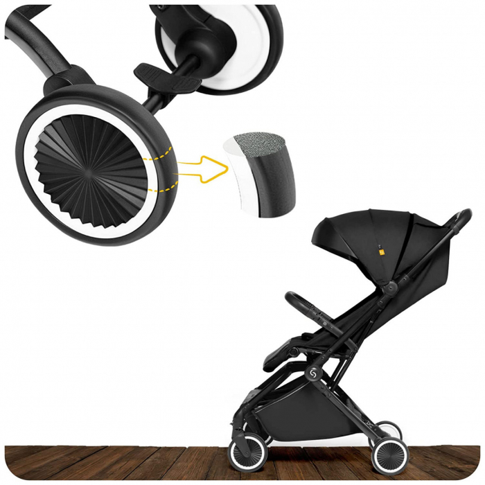 Carucior sport pliabil Skiddou Espoo+ Onyx, ultracompact pentru calatorii, Negru [11]
