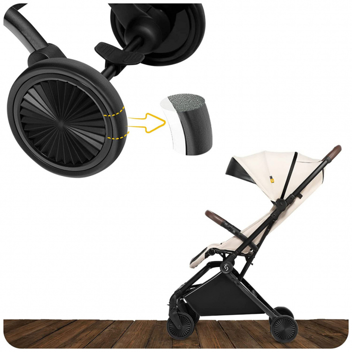 Carucior sport pliabil Skiddou Espoo+ Vanilla Delight, ultracompact pentru calatorii, Beige - Editie Limitata [11]