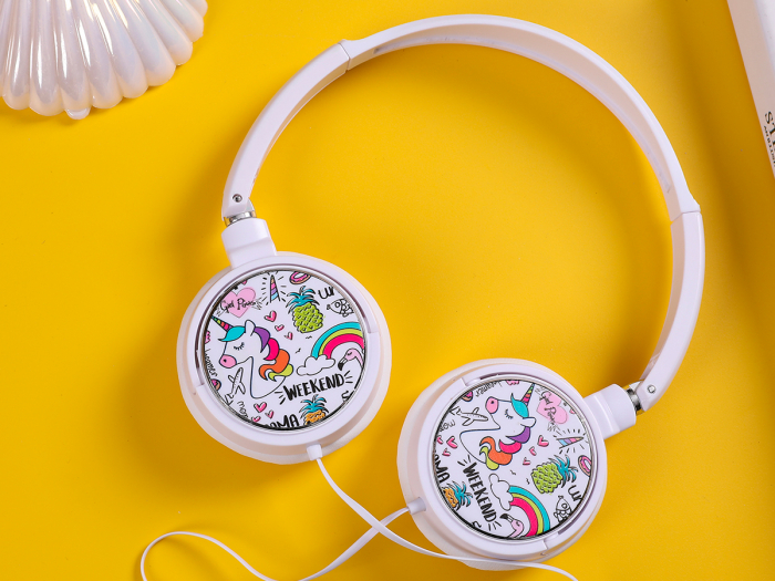 Casti stereo cu microfon, design cu unicorn [2]