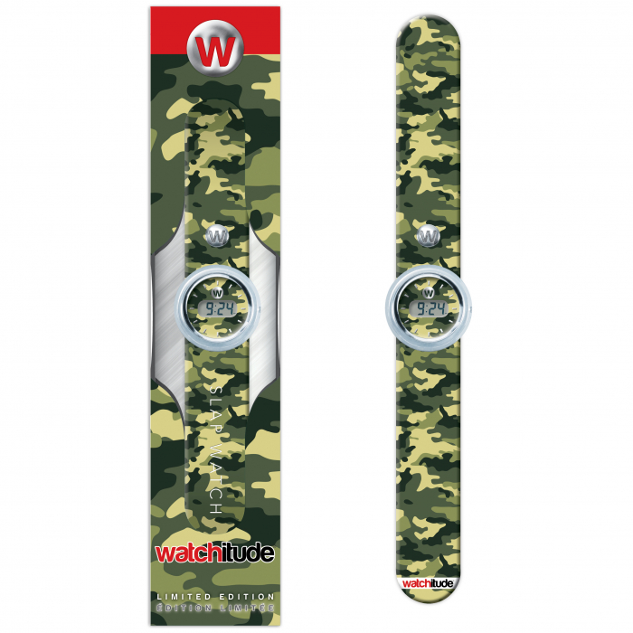 Ceas analog pentru copii cu bratara din silicon slap-on, Camuflaj de armata [3]