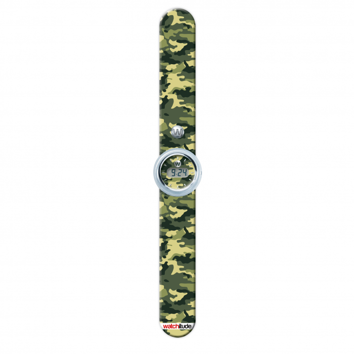 Ceas analog pentru copii cu bratara din silicon slap-on, Camuflaj de armata [2]