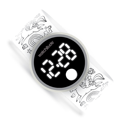 Ceas digital pentru copii model unicorni, cu bratara recolorabila, din silicon slap-on [2]