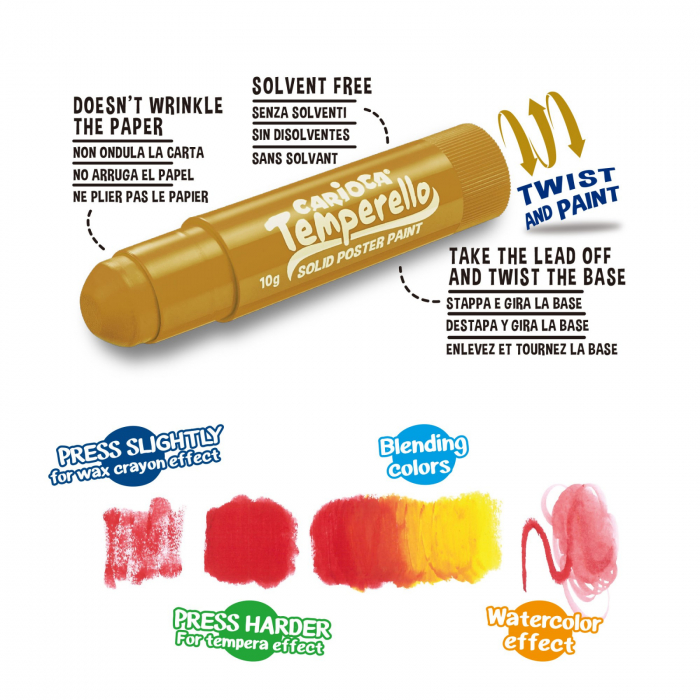Creioane Tempera lavabile, culori metalice, 6 culori/cutie, CARIOCA Temperello Metallic [5]
