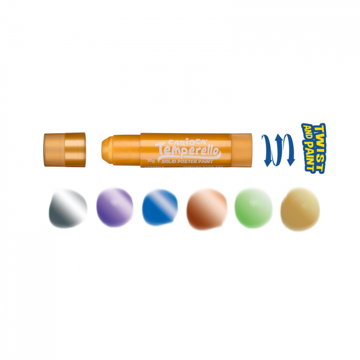 Creioane Tempera lavabile, culori metalice, 6 culori/cutie, CARIOCA Temperello Metallic [4]