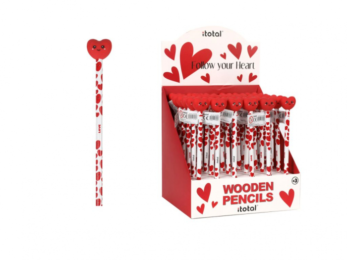 Creion HB, din lemn, design inima [1]