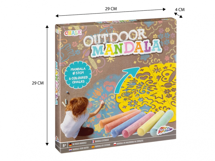 Set DIY, cu sablon XXL si creta colorata de exterior, Mandala, Grafix [8]