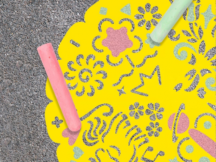 Set DIY, cu sablon XXL si creta colorata de exterior, Mandala, Grafix [7]