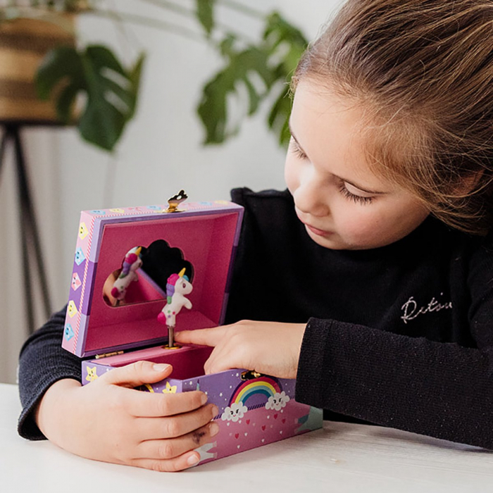 Cutie muzicala pentru bijuterii cu figurina unicorn si oglinda [5]