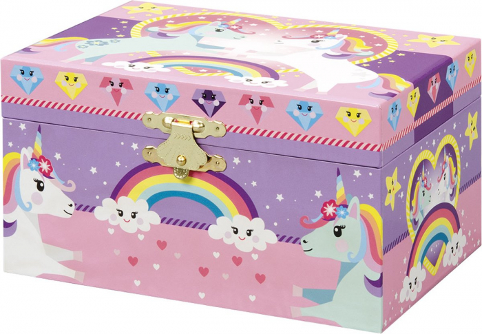 Cutie muzicala pentru bijuterii cu figurina unicorn si oglinda [3]
