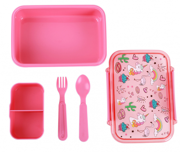 Cutie pentru alimente cu separator si tacamuri, unicorn [3]