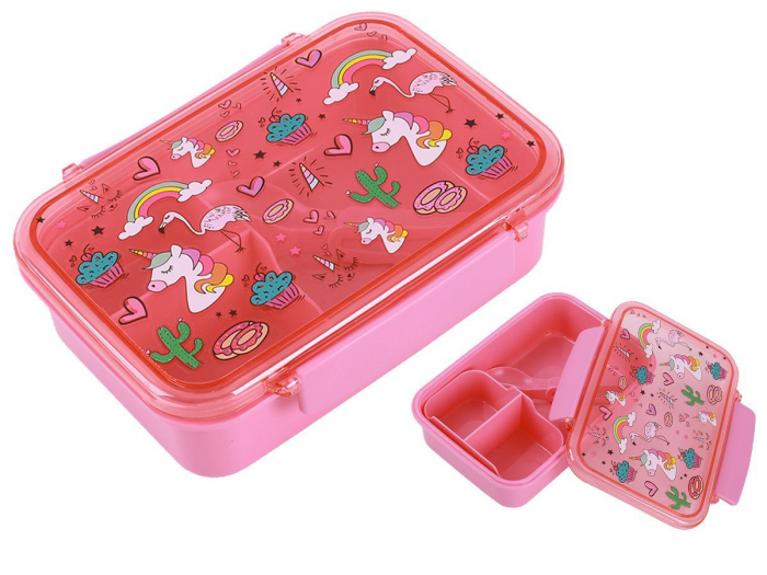 Cutie pentru alimente cu separator si tacamuri, unicorn [2]