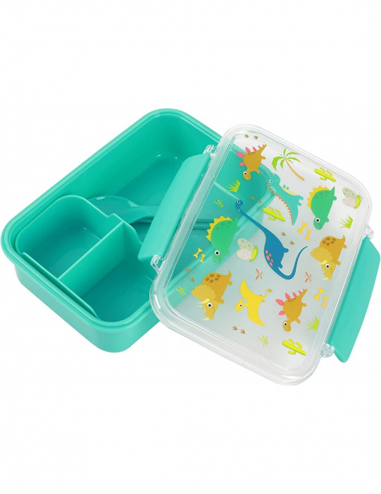 Cutie pentru alimente cu separator si tacamuri, dinozauri [2]