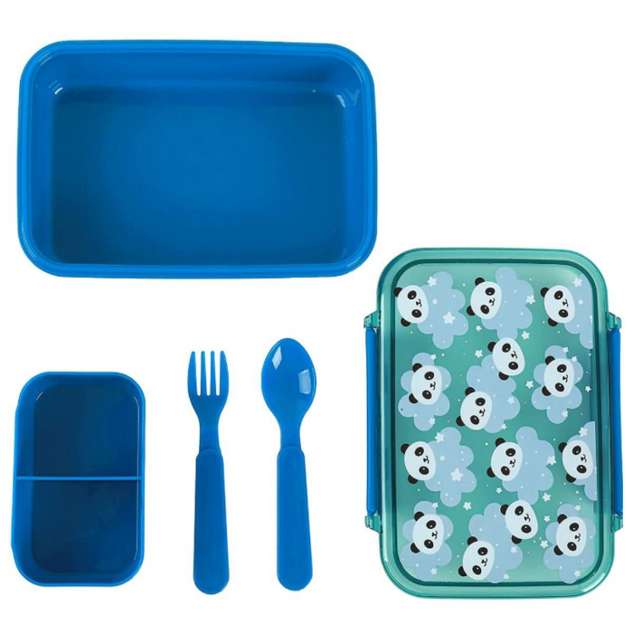 Cutie pentru alimente cu separator si tacamuri, panda [2]