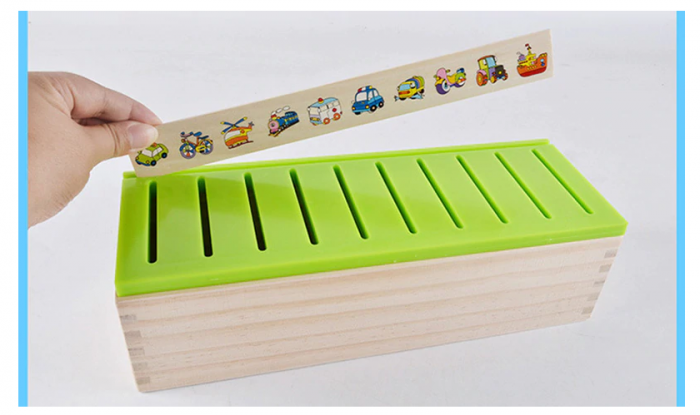 Joc asociere şi sortare - Cutie Montessori cu 88 piese din lemn [4]