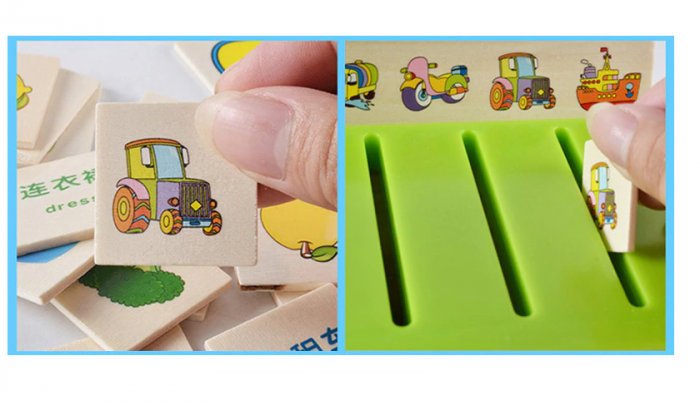 Joc asociere şi sortare - Cutie Montessori cu 88 piese din lemn [5]