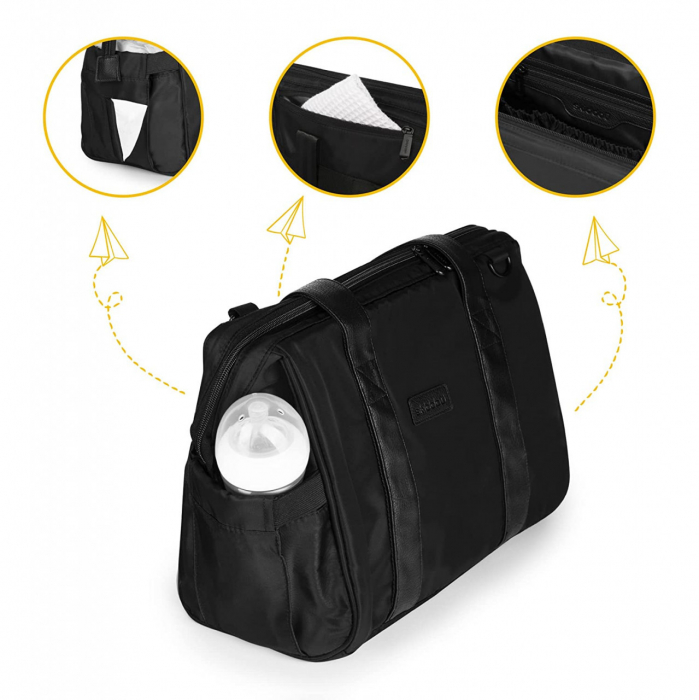 Geanta multifunctionala pentru parinti Skiddou Inger, Onyx, Negru [11]
