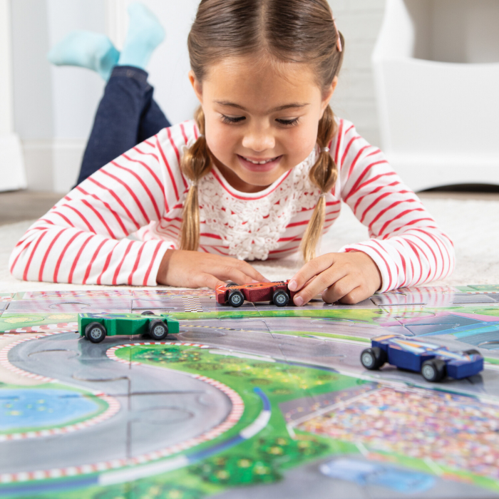 Joc 2 in 1, Puzzle and play, Masini de curse, Peaceable Kingdom [12]