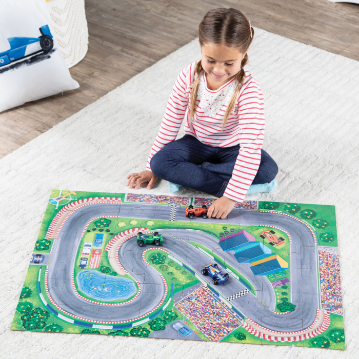Joc 2 in 1, Puzzle and play, Masini de curse, Peaceable Kingdom [7]
