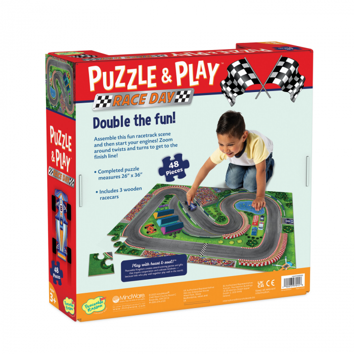 Joc 2 in 1, Puzzle and play, Masini de curse, Peaceable Kingdom [3]