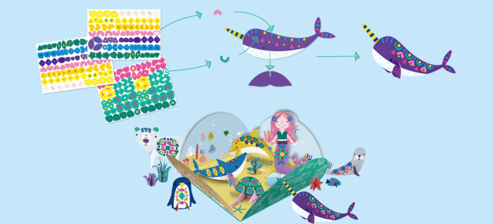 Joc creativ Stick'N'Play cu scene 3D si stickere repozitionabile - Animale polare si marine [2]
