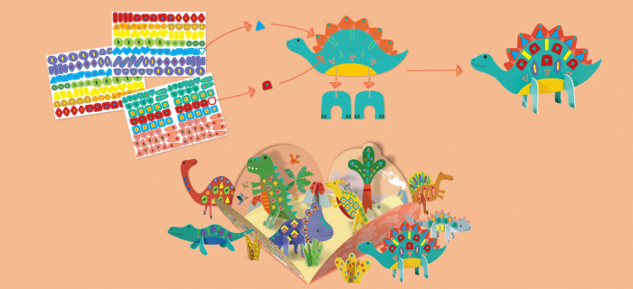 Joc creativ Stick'N'Play cu scene 3D si stickere repozitionabile - Lumea Dinozaurilor [3]