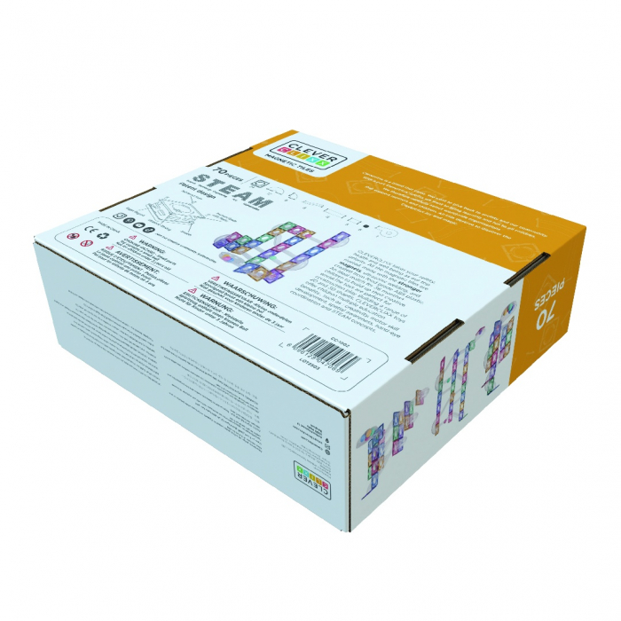 Joc magnetic Circuit pastel cu bile - 70 Piese, Cleverclixx [2]
