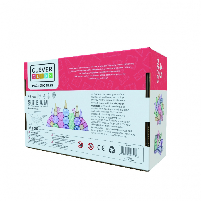 Joc magnetic de construit Pastel 45 piese, Cleverclixx [3]