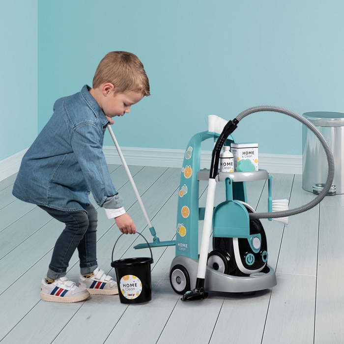 Jucarie pentru copii Set curatenie cu troller si aspirator electronic negru [6]