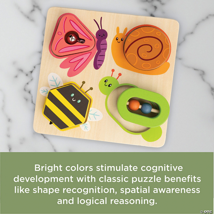 Jucarie senzoriala din lemn, de tip puzzle, pentru bebelusi, Sensory Sprouts Surprise Puzzle [4]