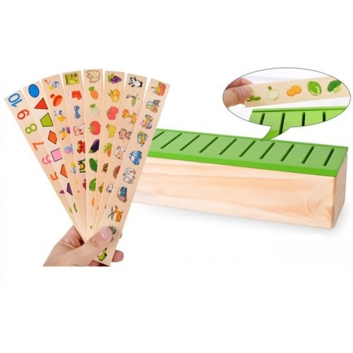Joc asociere şi sortare - Cutie Montessori cu 88 piese din lemn [6]