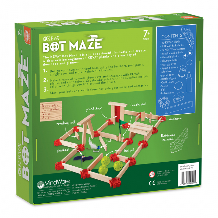 KEVA Maker Bot Maze, labirint cu piese de lemn și roboți motorizați [3]