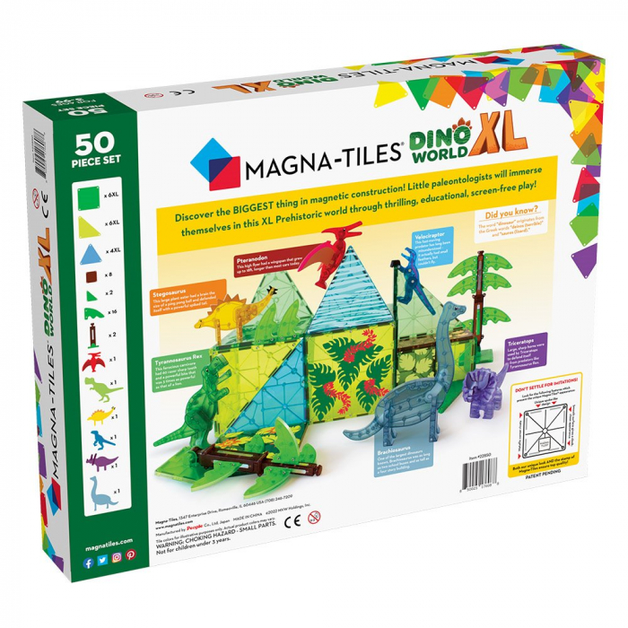 Magna-Tiles Dino World XL, set magnetic 50 de piese [6]