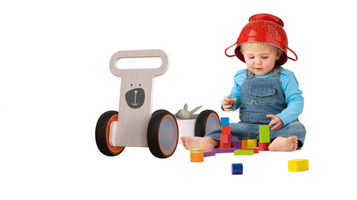 Masinuta ride-on, premergator si carucior de jucarii MamaToyz DriveMe Soft, Ursulet - Jucarie din lemn 3 in 1 [3]