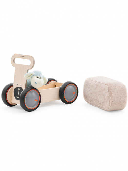 Masinuta ride-on, premergator si carucior de jucarii MamaToyz DriveMe Soft, Ursulet - Jucarie din lemn 3 in 1 [11]