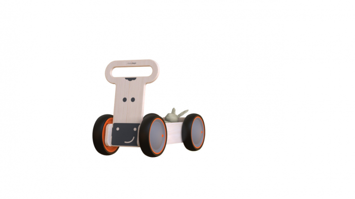 Masinuta ride-on, premergator si carucior de jucarii MamaToyz DriveMe Soft, Vacuta - Jucarie din lemn 3 in 1 [5]